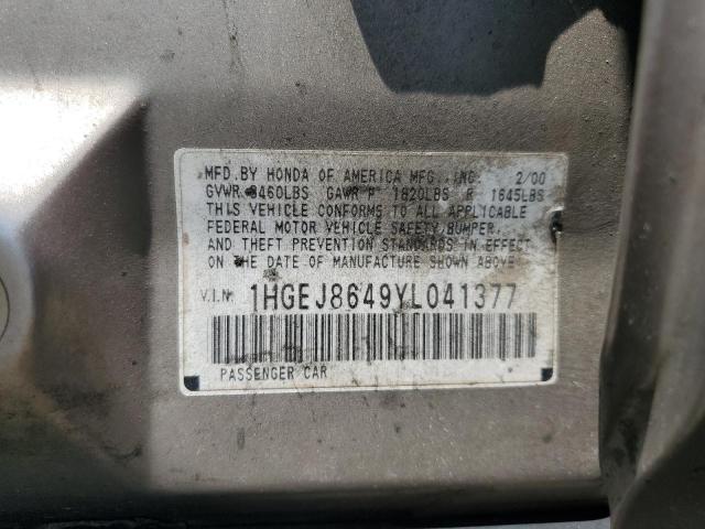 1HGEJ8649YL041377 - 2000 HONDA CIVIC EX TAN photo 13