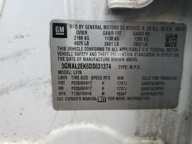 3GNAL2EK6DS631374 - 2013 CHEVROLET CAPTIVA LS 白色 照片 12