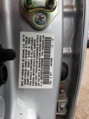 19XFB2F51EE029590 - 2014 HONDA CIVIC LX SILVER photo 12