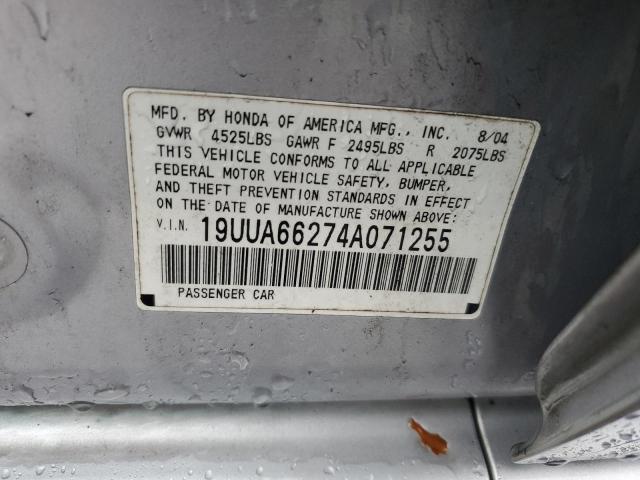 19UUA66274A071255 - 2004 ACURA TL SILVER photo 12