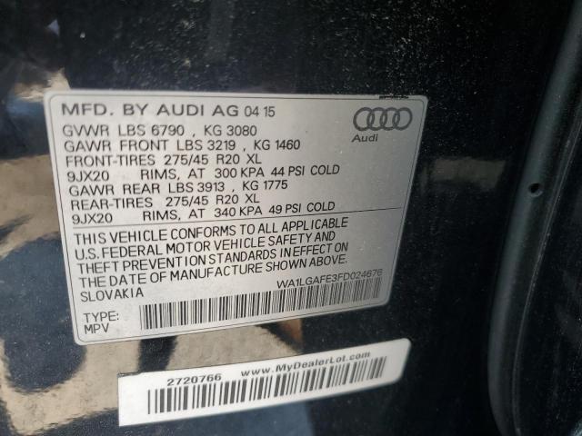 WA1LGAFE3FD024676 - 2015 AUDI Q7 PREMIUM PLUS BLACK photo 13