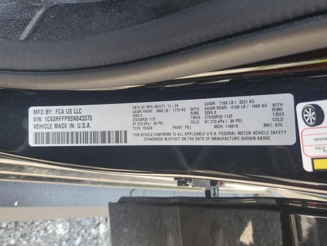 1C6SRFFP8SN643375 - 2025 RAM 1500 BIG HORN/LONE STAR BLACK photo 12