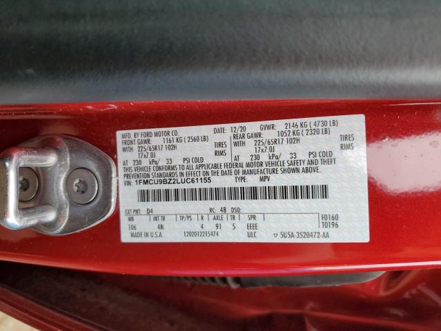 1FMCU9BZ2LUC61155 - 2020 FORD ESCAPE SE SPORT RED photo 13