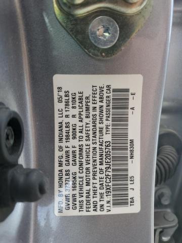 19XFC2F79JE205763 - 2018 HONDA CIVIC EX Gümüş foto 12
