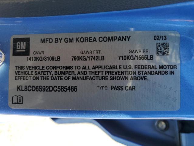 KL8CD6S92DC585466 - 2013 CHEVROLET SPARK 1LT BLUE photo 12