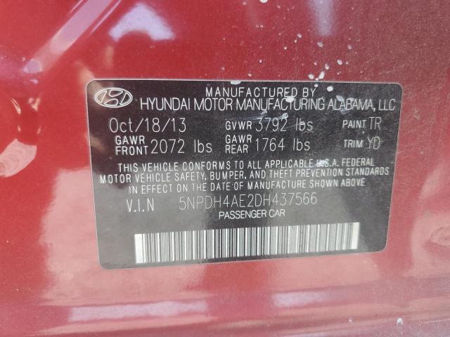 5NPDH4AE2DH437566 - 2013 HYUNDAI ELANTRA GLS BURGUNDY photo 12