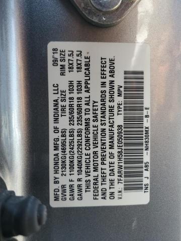 7FARW1H58JE050938 - 2018 HONDA CR-V EX ვერცხლისფერი ფოტო 14