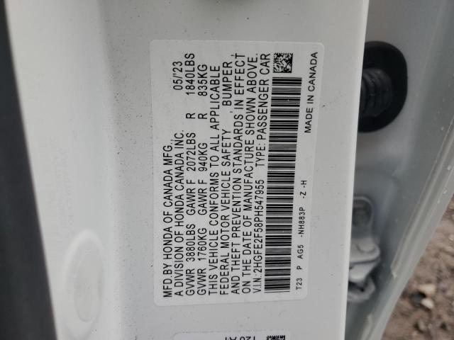 2HGFE2F58PH547955 - 2023 HONDA CIVIC SPORT 白色 照片 12