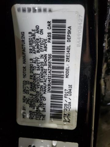 1NXBU4EE1AZ368766 - 2010 TOYOTA COROLLA BASE 黑色 照片 12