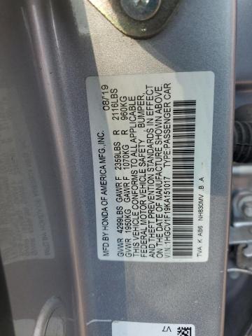 1HGCV1F19KA151017 - 2019 HONDA ACCORD LX SILVER photo 12