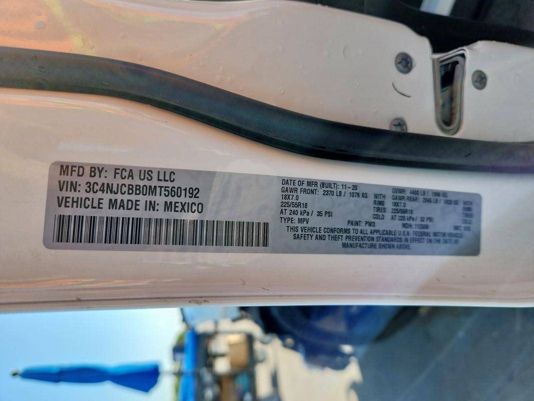 3C4NJCBB0MT560192 - 2021 JEEP COMPASS LATITUDE 白色 照片 13