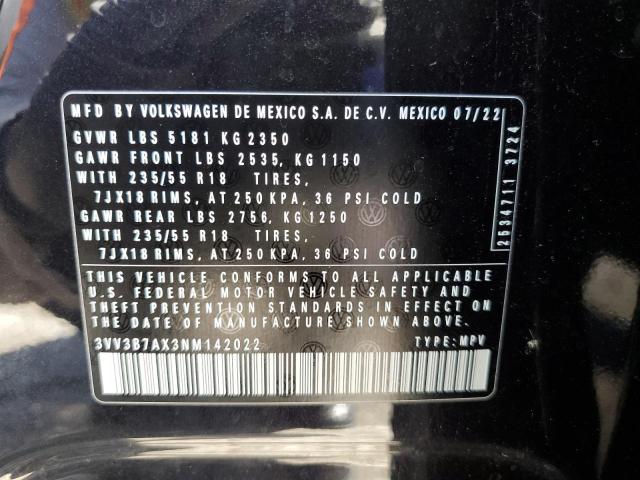 3VV3B7AX3NM142022 - 2022 VOLKSWAGEN TIGUAN SE Czarny zdjęcie 14