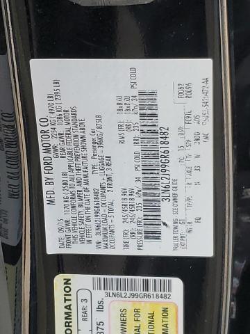 3LN6L2J99GR618482 - 2016 LINCOLN MKZ BLACK photo 12