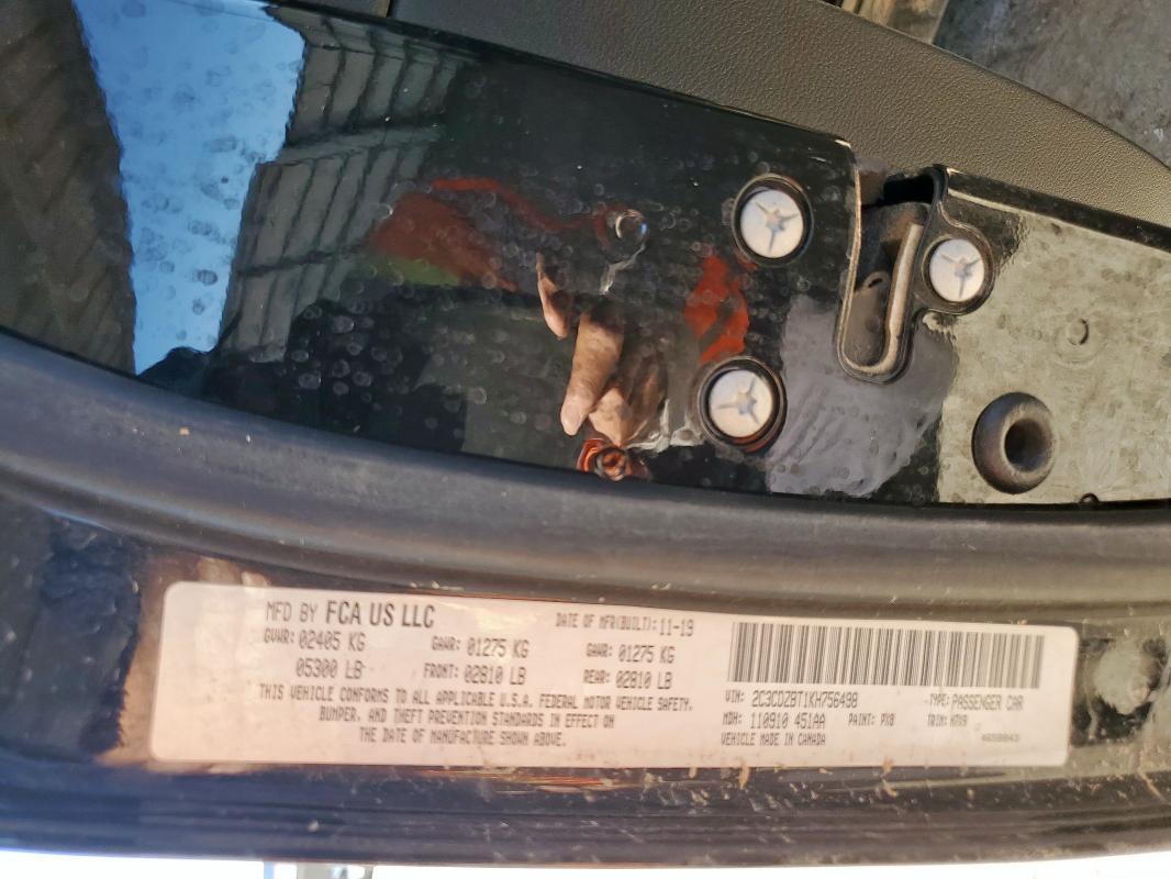 2C3CDZBT1KH756498 - 2019 DODGE CHALLENGER R/T BLACK photo 12