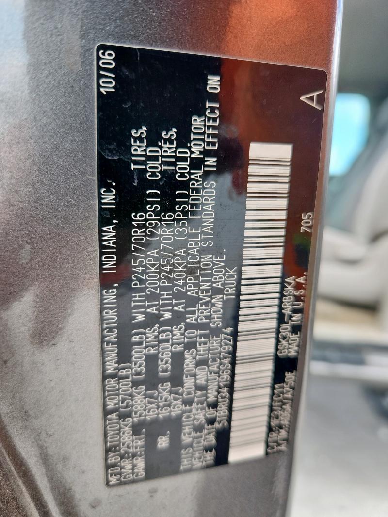 5TBRU34196S479274 - 2006 TOYOTA TUNDRA ACCESS CAB SR5 GRAY photo 12