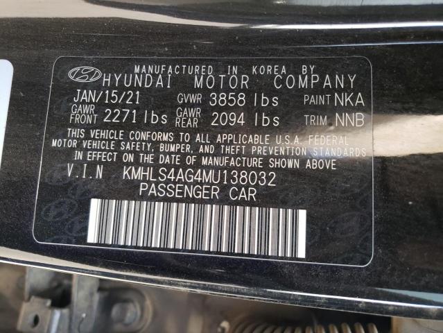 KMHLS4AG4MU138032 - 2021 HYUNDAI ELANTRA SEL BLACK photo 12