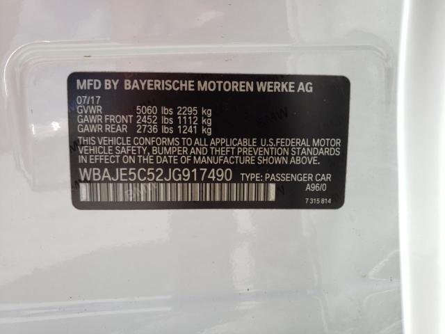 WBAJE5C52JG917490 - 2018 BMW 540 I WHITE photo 13