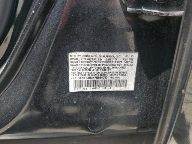 5FNYF3H3XFB034555 - 2015 HONDA PILOT SE BLACK photo 13