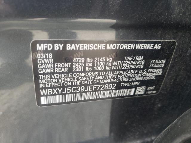 WBXYJ5C39JEF72892 - 2018 BMW X2 XDRIVE28I CHARCOAL photo 12