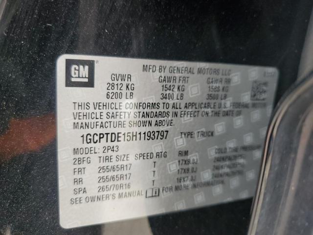 1GCPTDE15H1193797 - 2017 CHEVROLET COLORADO Z71 BLACK photo 12