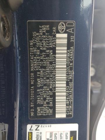 2T1KR32E86C581173 - 2006 TOYOTA COROLLA MA XR BLUE photo 12