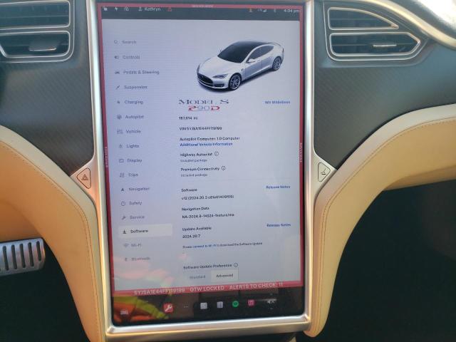 5YJSA1E44FF119199 - 2015 TESLA MODEL S თეთრი ფოტო 9