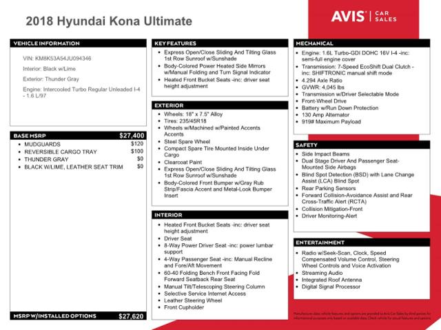 KM8K53A54JU094346 - 2018 HYUNDAI KONA ULTIMATE CHARCOAL photo 12