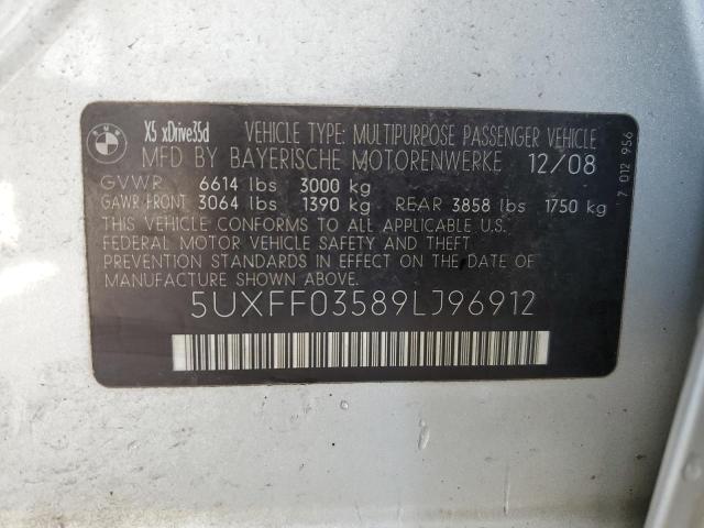 5UXFF03589LJ96912 - 2009 BMW X5 XDRIVE35D SILVER photo 12