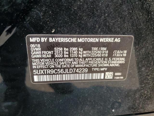 5UXTR9C56JLD74239 - 2018 BMW X3 XDRIVE30I BLACK photo 13