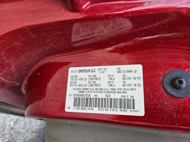 3D7KR28A88G167226 - 2008 DODGE RAM 2500 ST BURGUNDY photo 10