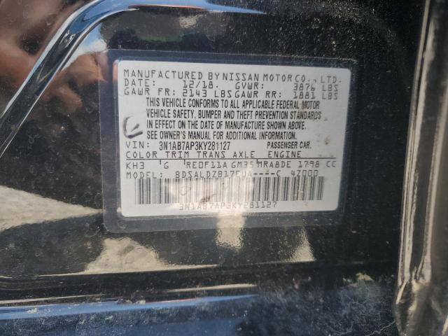 3N1AB7AP3KY281127 - 2019 NISSAN SENTRA S 黑色 照片 12