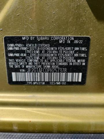 JF2GTAEC0PH257378 - 2023 SUBARU CROSSTREK PREMIUM 绿色 照片 12