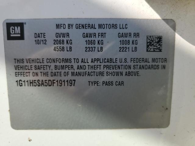 1G11H5SA5DF191197 - 2013 CHEVROLET MALIBU LTZ თეთრი ფოტო 12