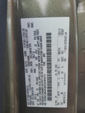 1FMCU9HX2DUD40011 - 2013 FORD ESCAPE SEL Yaşıl foto 13