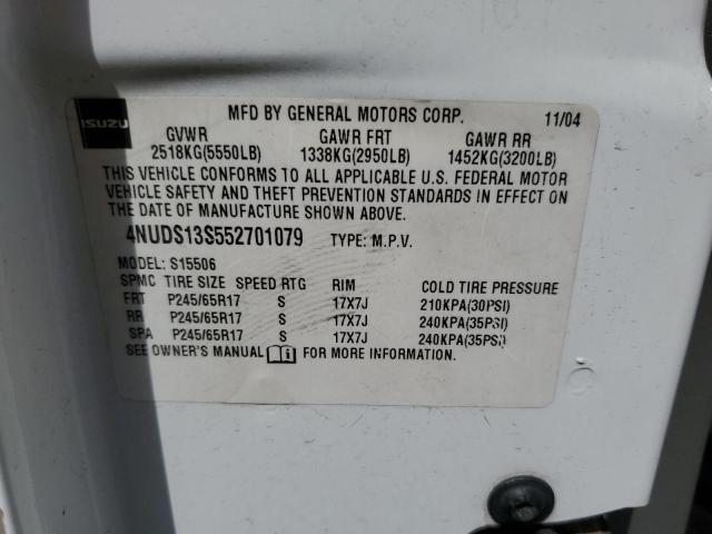 4NUDS13S552701079 - 2005 ISUZU ASCENDER S 白色 照片 13