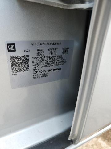 1G1ZD5ST6NF150868 - 2022 CHEVROLET MALIBU LT SILVER photo 12