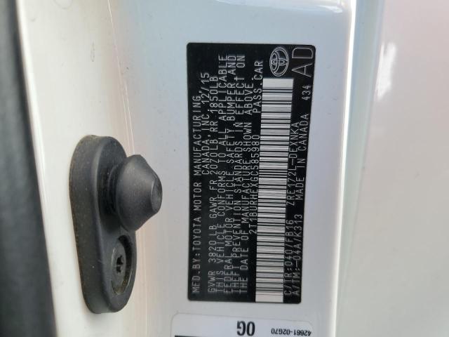 2T1BURHEXGC585980 - 2016 TOYOTA COROLLA L WHITE photo 13