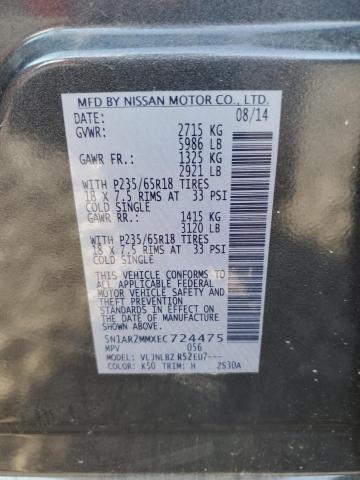 5N1AR2MMXEC724475 - 2014 NISSAN PATHFINDER S CHARCOAL photo 13