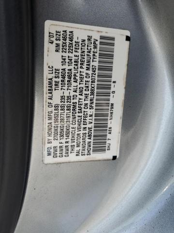 5FNRL388X7B072457 - 2007 HONDA ODYSSEY TOURING SILVER photo 13