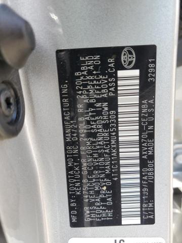 4T1C11AKXMU453309 - 2021 TOYOTA CAMRY LE SILVER photo 12