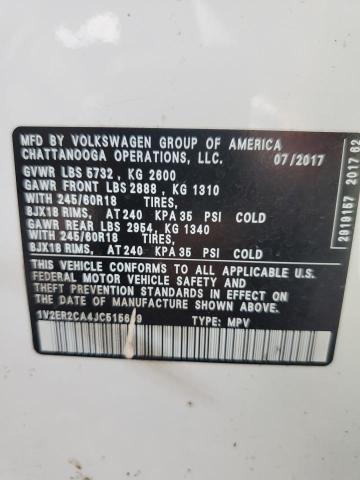 1V2ER2CA4JC515609 - 2018 VOLKSWAGEN ATLAS SEL Biały zdjęcie 13