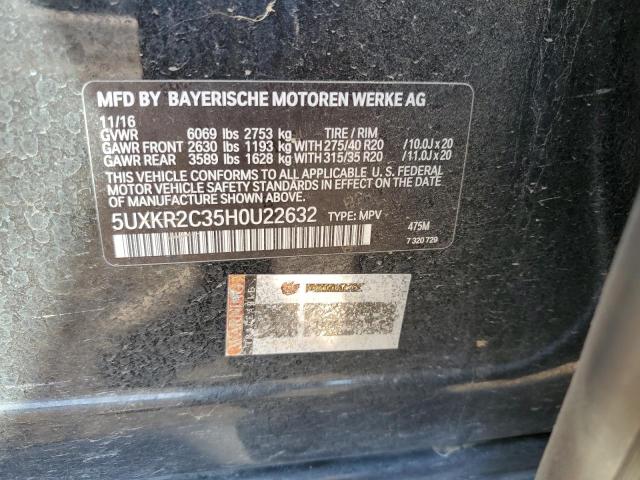 5UXKR2C35H0U22632 - 2017 BMW X5 SDRIVE35I BLACK photo 13