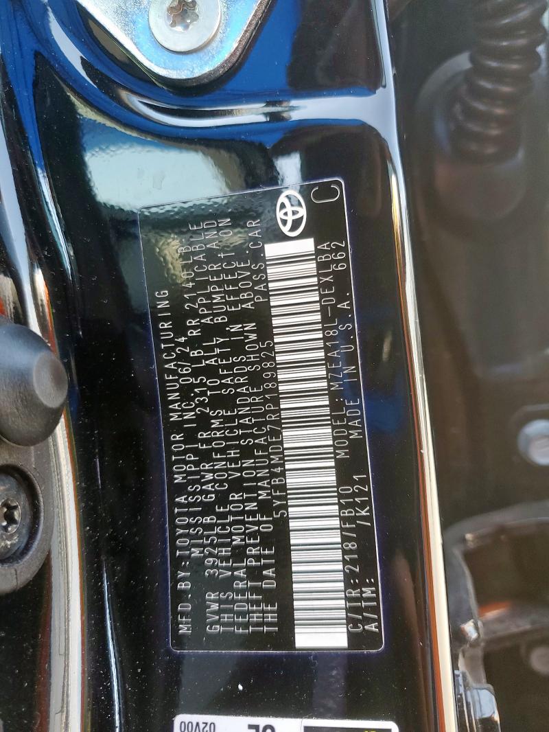 5YFB4MDE7RP189825 - 2024 TOYOTA COROLLA LE BLACK photo 12