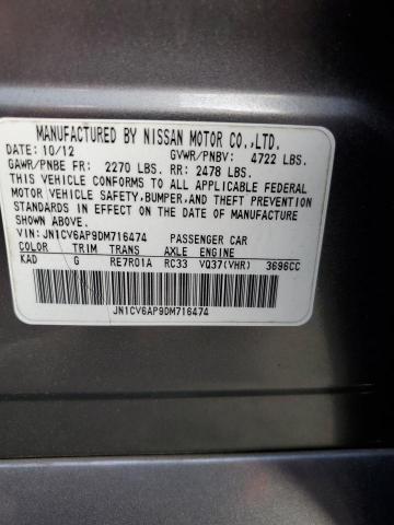 JN1CV6AP9DM716474 - 2013 INFINITI G37 BASE GRAY photo 12