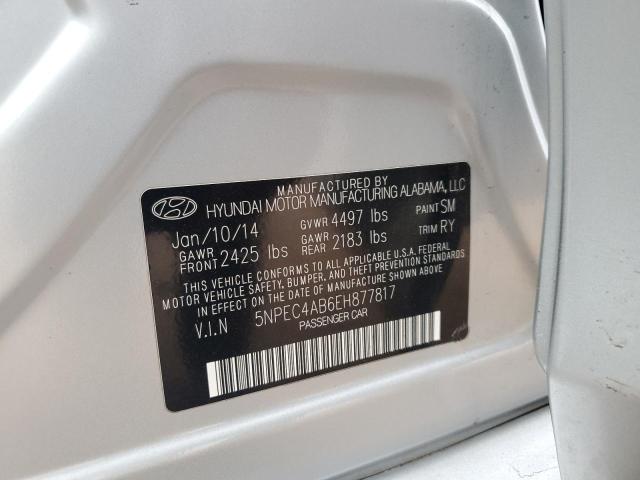 5NPEC4AB6EH877817 - 2014 HYUNDAI SONATA SE ვერცხლისფერი ფოტო 12