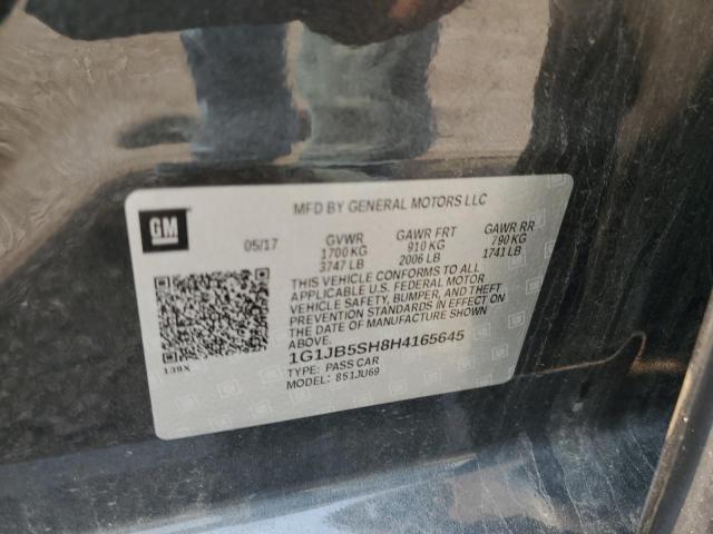 1G1JB5SH8H4165645 - 2017 CHEVROLET SONIC LS GRAY photo 12