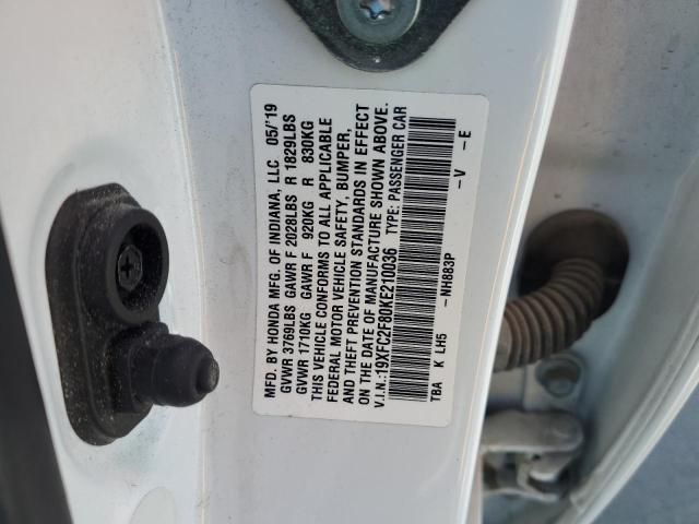 19XFC2F80KE210036 - 2019 HONDA CIVIC SPORT 白色 照片 12