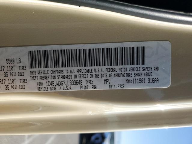 1C4BJWDG7JL833648 - 2018 JEEP WRANGLER UNLIMITED SPORT TAN photo 13