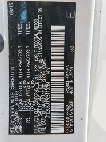 JTEZU5JR7G5110784 - 2016 TOYOTA 4RUNNER SR5 白色 照片 14