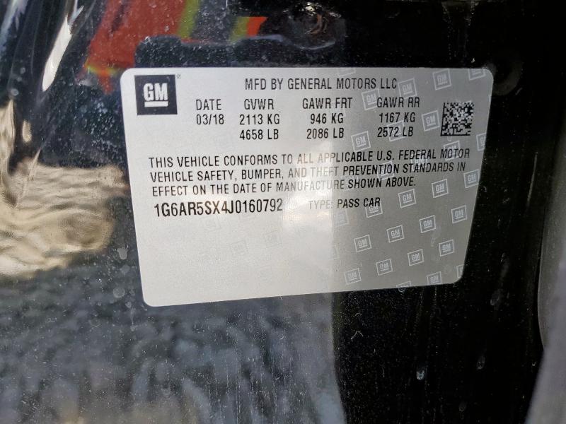 1G6AR5SX4J0160792 - 2018 CADILLAC CTS LUXURY BLACK photo 12